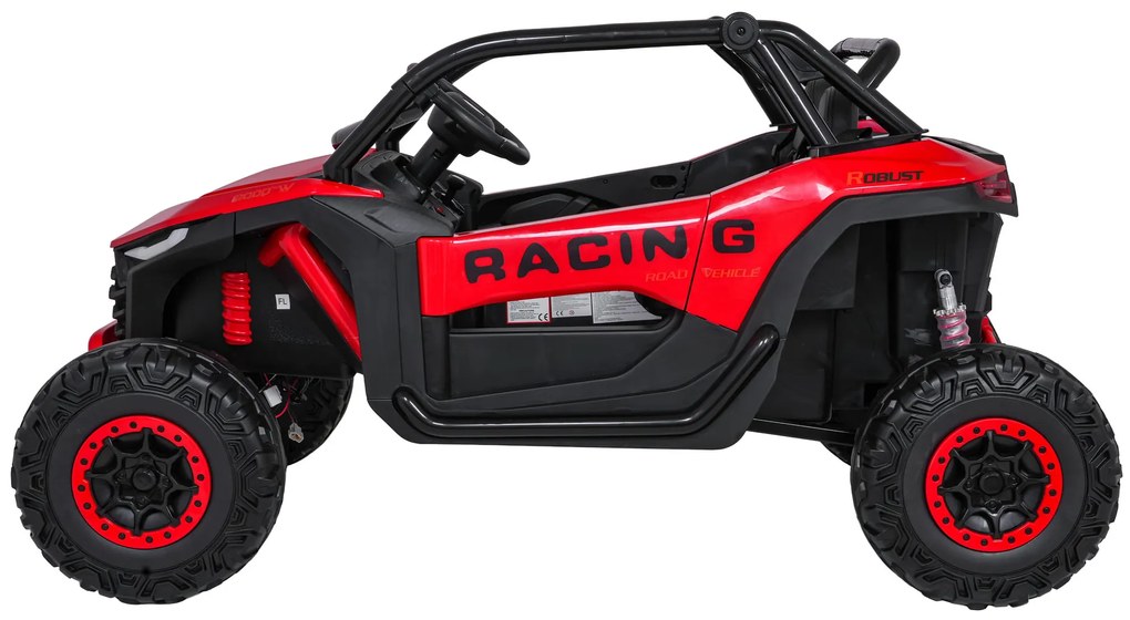 Carro elétrico para Crianças 4X4 2 Lugares 24V RACING Road 2000, Pneus Espuma EVA, Assento couro ecológico Vermelho