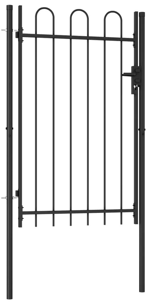 Portão de vedação individual com topo arqueado aço 1x1,5m preto