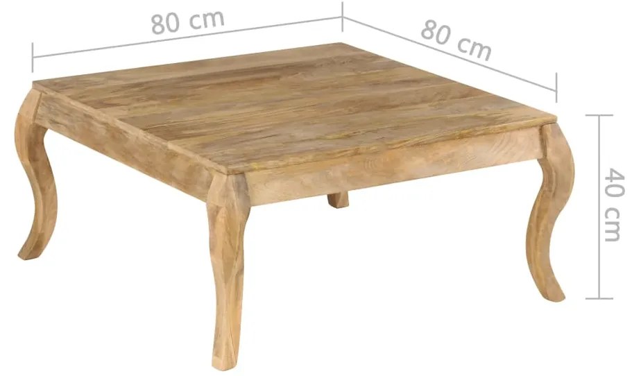 Mesa de centro 80x80x40cm madeira mangueira maciça