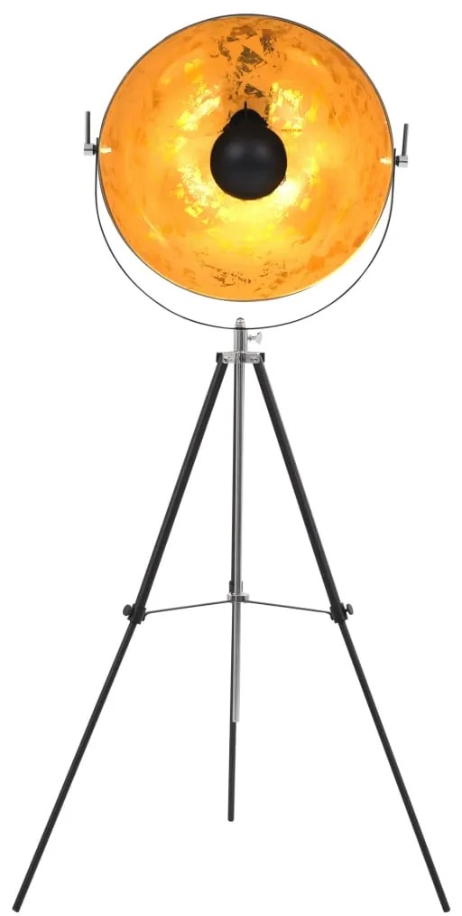 Candeeiro de pé alto 51 cm E27 preto e dourado
