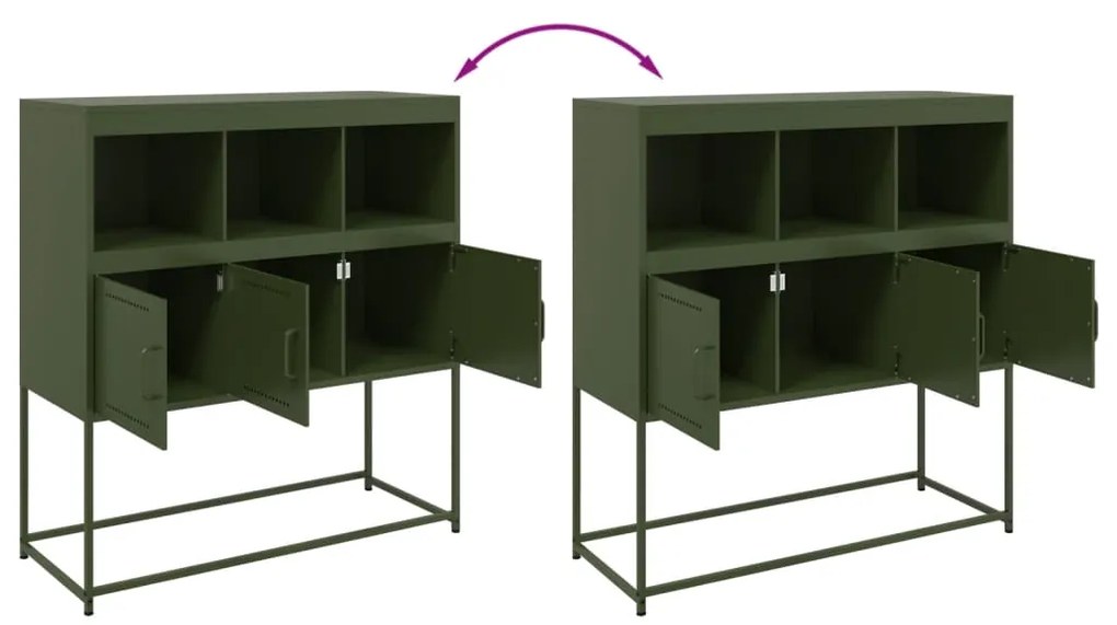 Aparador 100,5x39x107 cm aço verde-azeitona