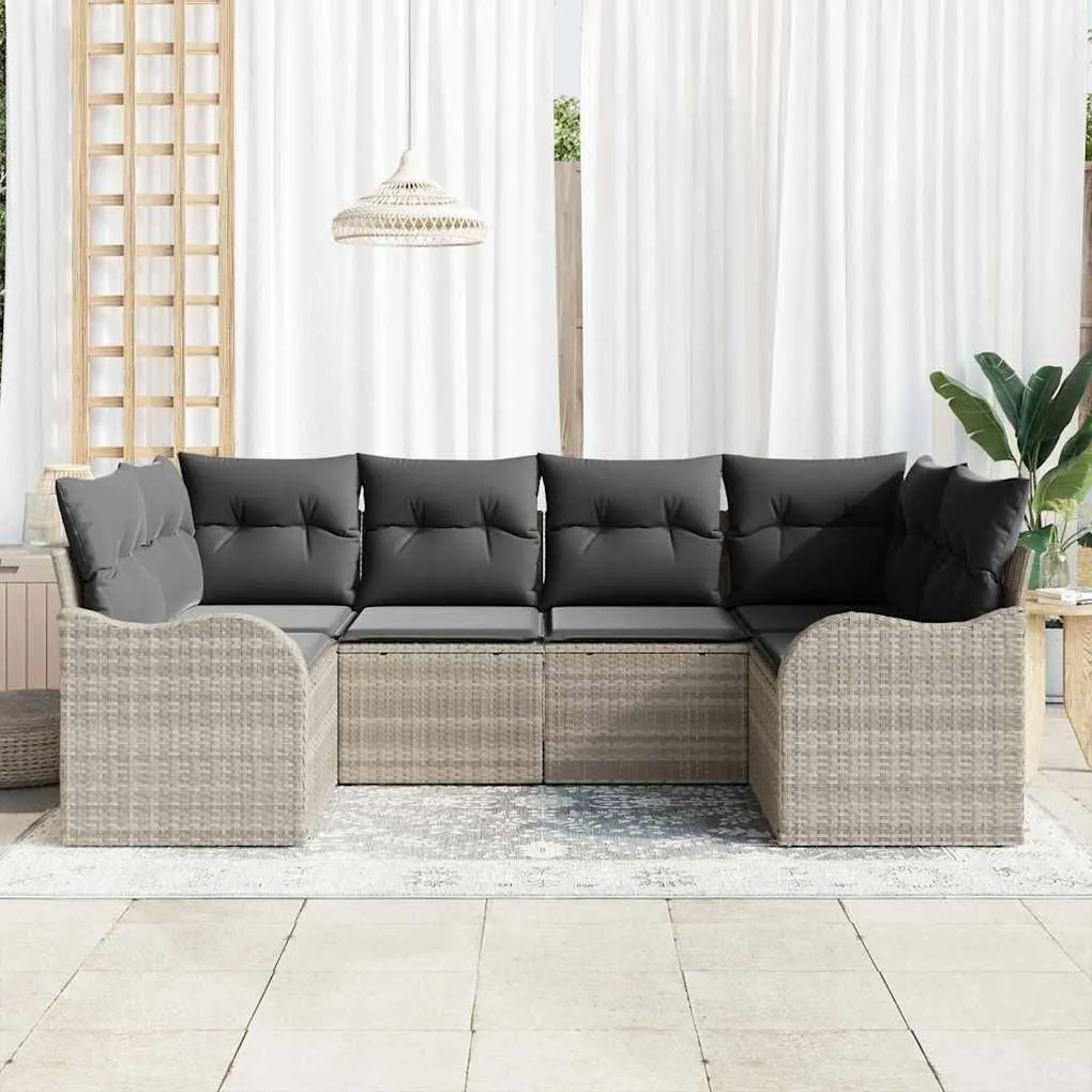 Conjunto de Sofá de Jardim vidaXL de 6 Peças com Almofadas Cinza Claro