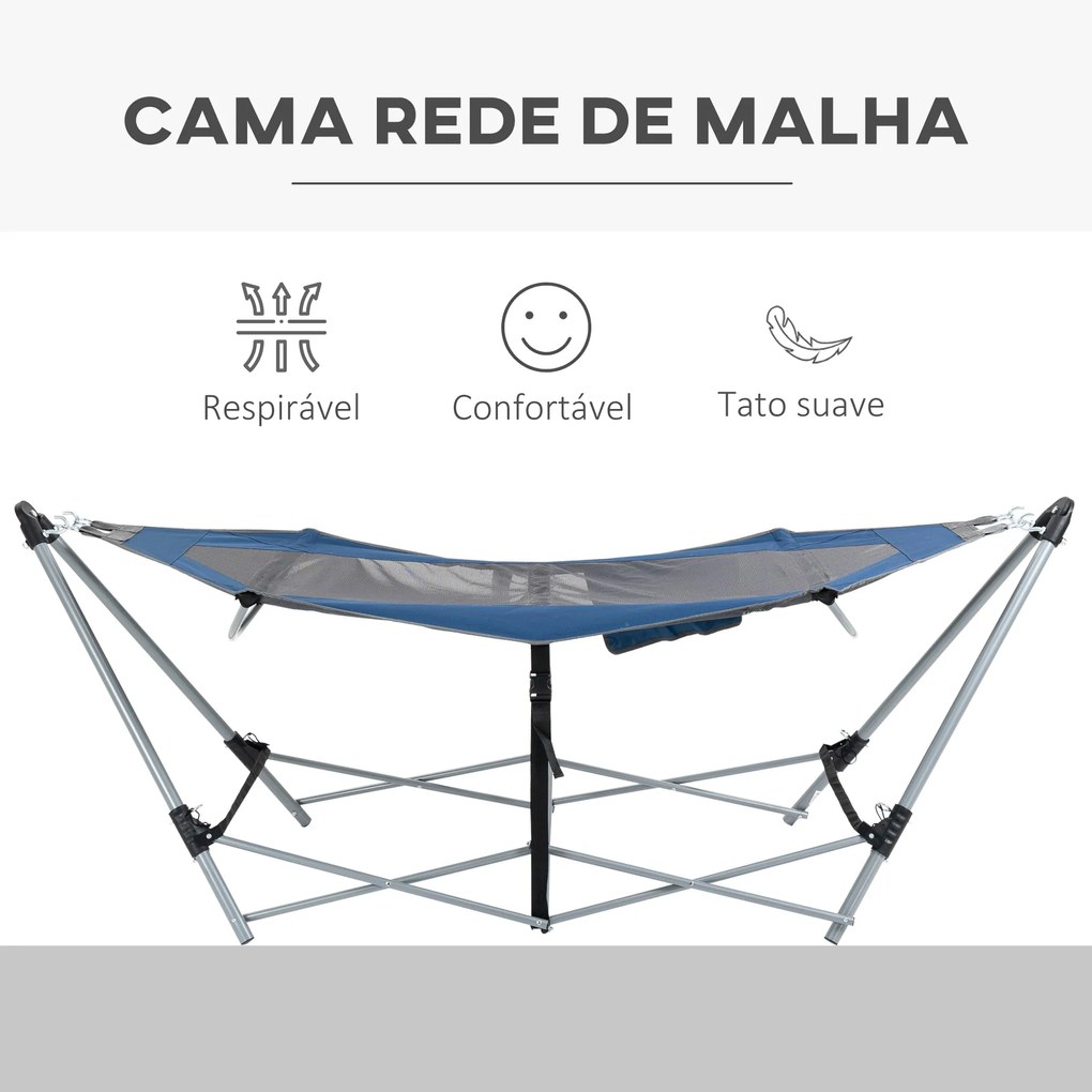 Outsunny Rede de Jardim com Suporte Dobrável com Cama de Tecido Oxford