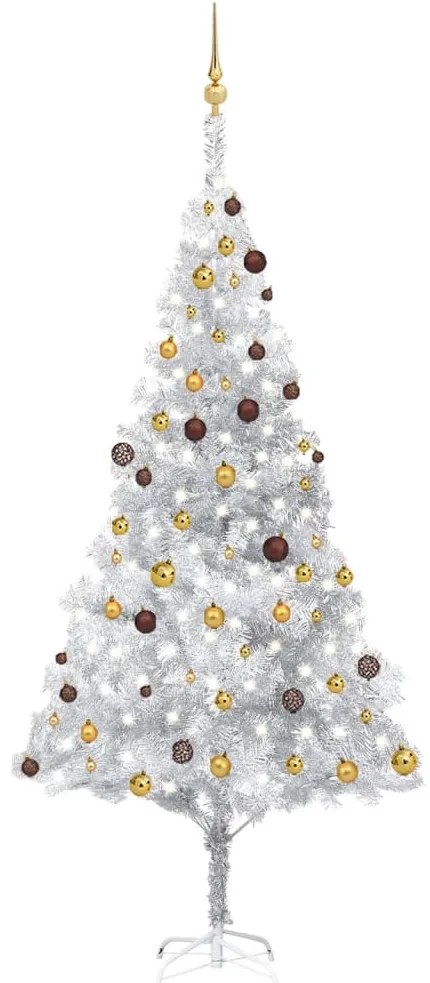 vidaXL Árvore Natal artificial pré-iluminada c/bola 240cm PET prateado