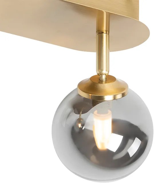 Foco de teto ajustável dourado 2 luzes com vidro fumê - Athens Rústico