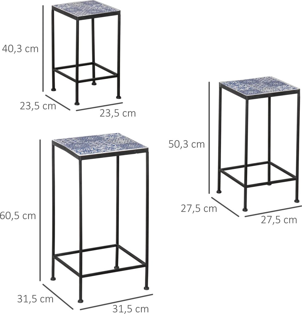 Suporte para Vasos de Metal 3 Peças Empilháveis Suporte para Plantas c