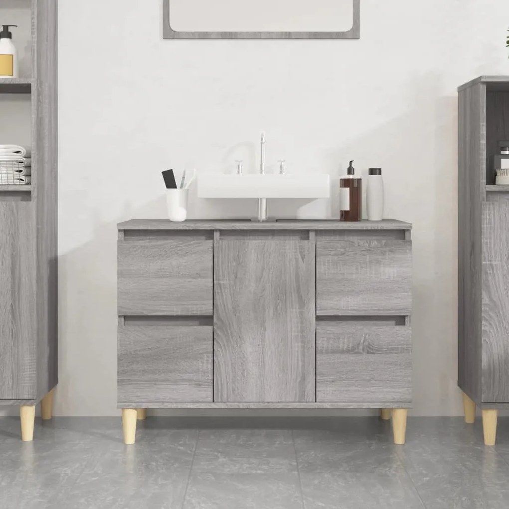 vidaXL Móvel p/ lavatório 80x33x60 cm derivados madeira cinza sonoma