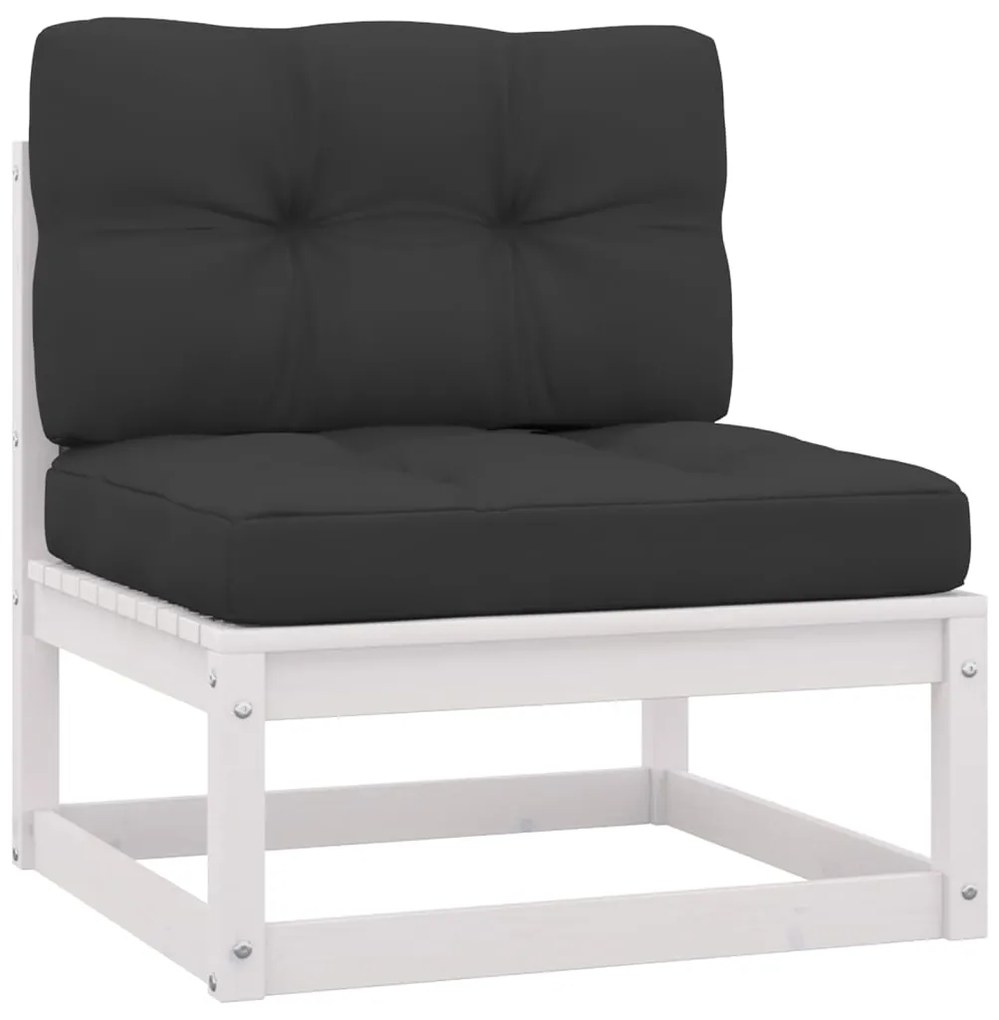 4 pcs conjunto lounge de jardim c/ almofadões pinho maciço