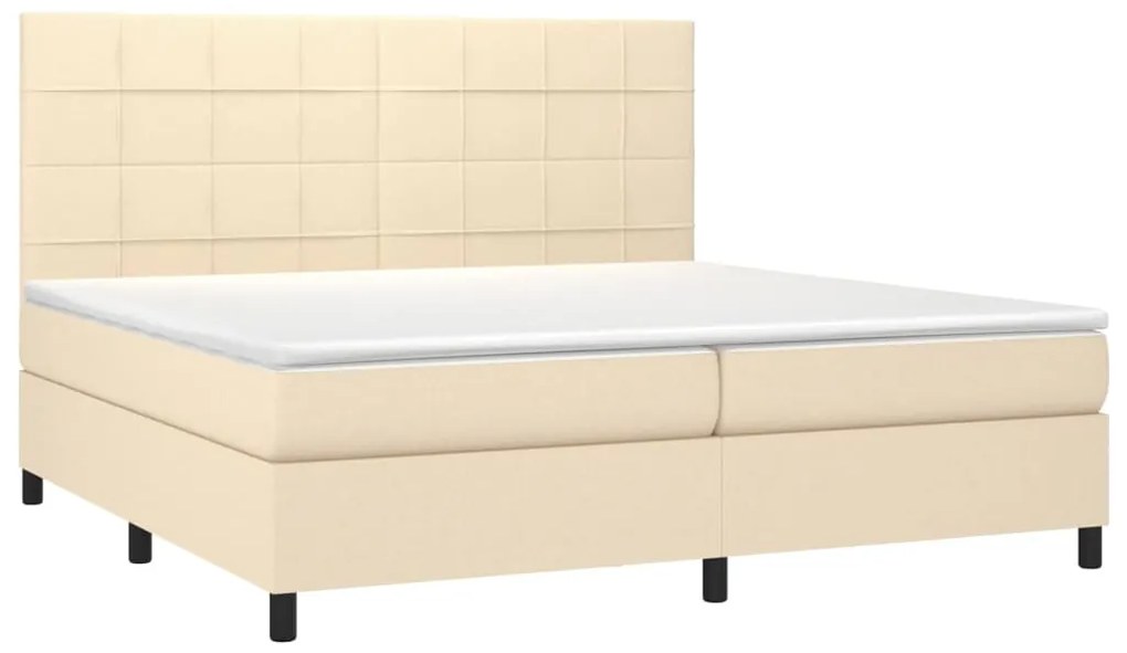Cama com molas/colchão 200x200 cm tecido cor creme