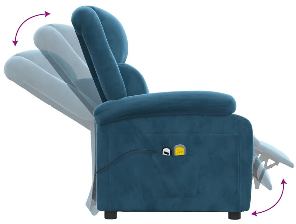 Poltrona de massagens elétrica veludo azul
