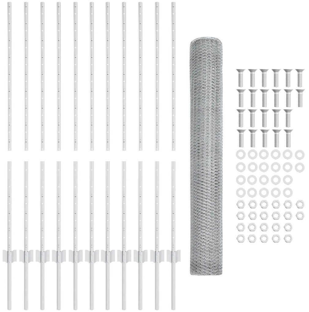 Conjunto de Cerca para Jardim Conjunto de 2 Aço galvanizado