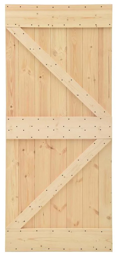Porta de correr com ferragens 80x210 cm madeira de pinho maciça