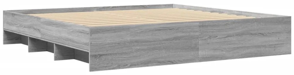 Estrutura de cama 200x200 cm derivados madeira cinzento sonoma