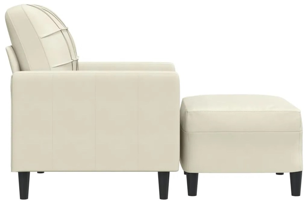 Poltrona com apoio de pés 60 cm veludo cor creme