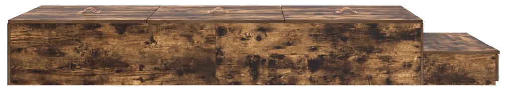 Estrado de Cama com Arrumação Carvalho Defumado 80x200 cm