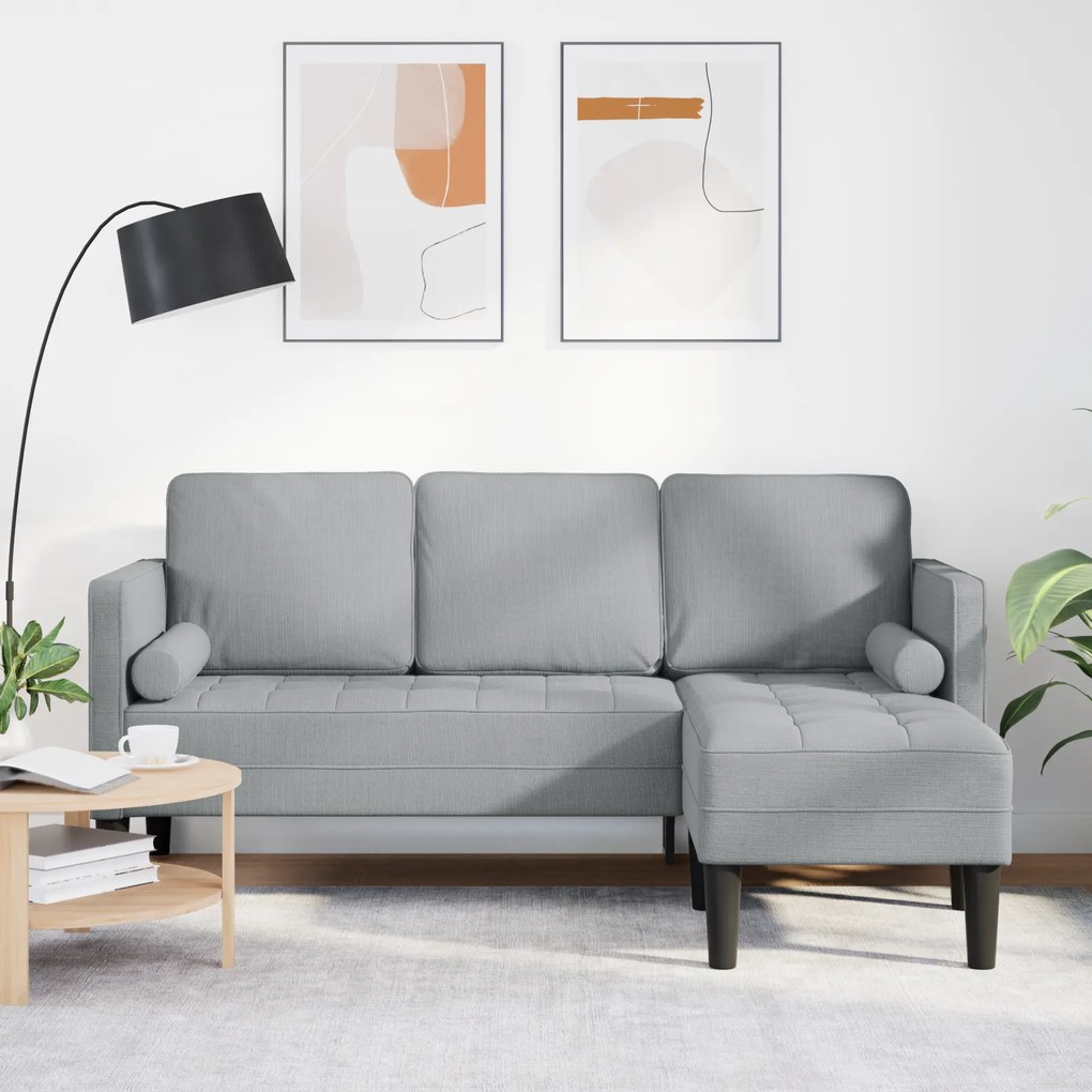 Sofá em L 3 lugares vidaXL Cinzento claro 160 cm em Tecido