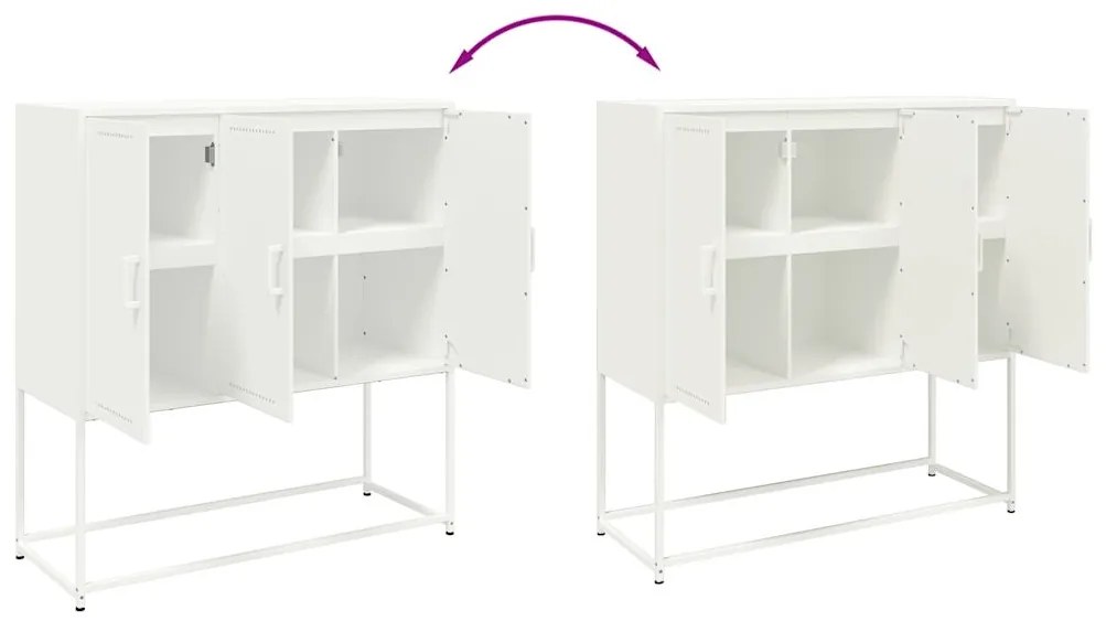 Aparador alto 100,5x39x107 cm aço branco