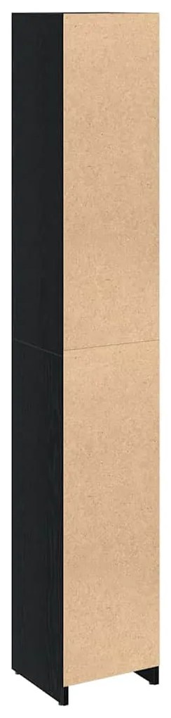 Armário de Banheiro vidaXL Preto Carvalho 30x30x183,5 cm Madeira engen