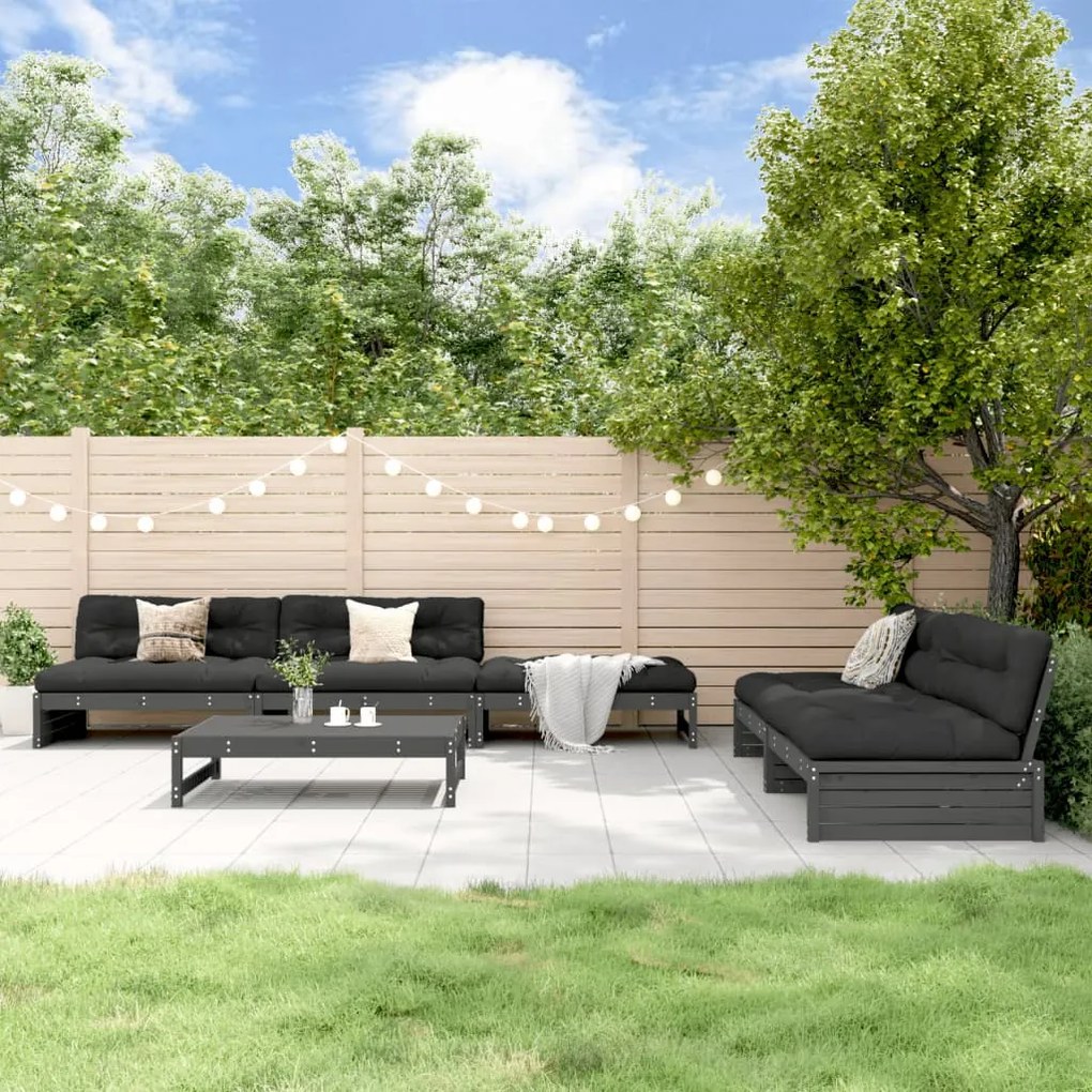 vidaXL 6 pcs conjunto lounge de jardim pinho maciço cinzento
