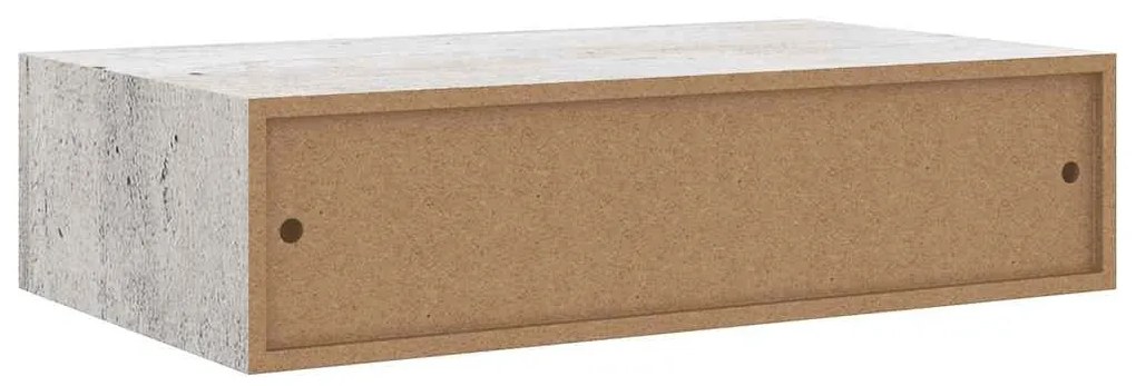 Prateleira de parede com gaveta MDF 40x23,5x10 cm cinza cimento