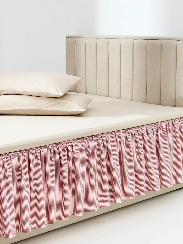 Saia de cama às riscas em algodão com folhos Twyla