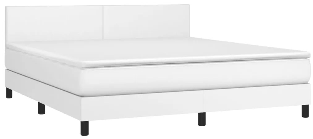 Cama com molas/colchão 180x200 cm couro artificial branco