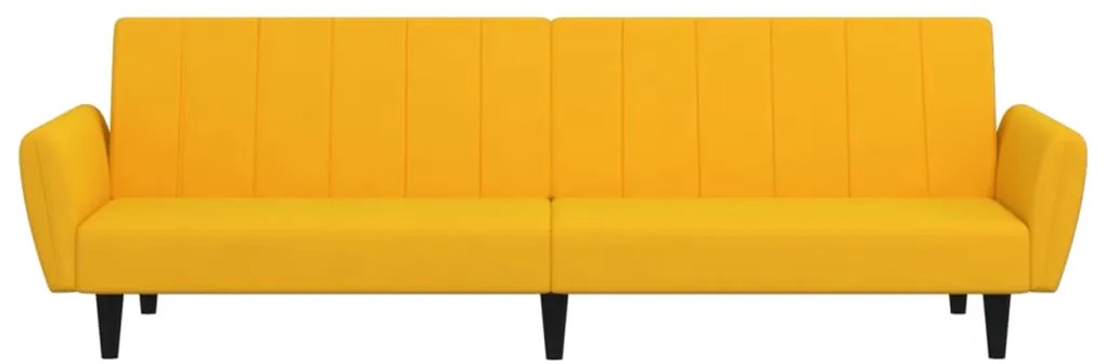 Sofá-cama de 2 lugares veludo amarelo