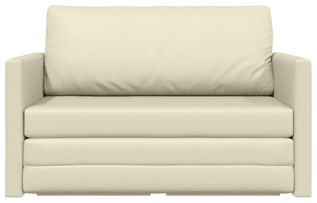 Sofá-camas 2-em-1 Creme 124x71x78 cm Couro Sintético