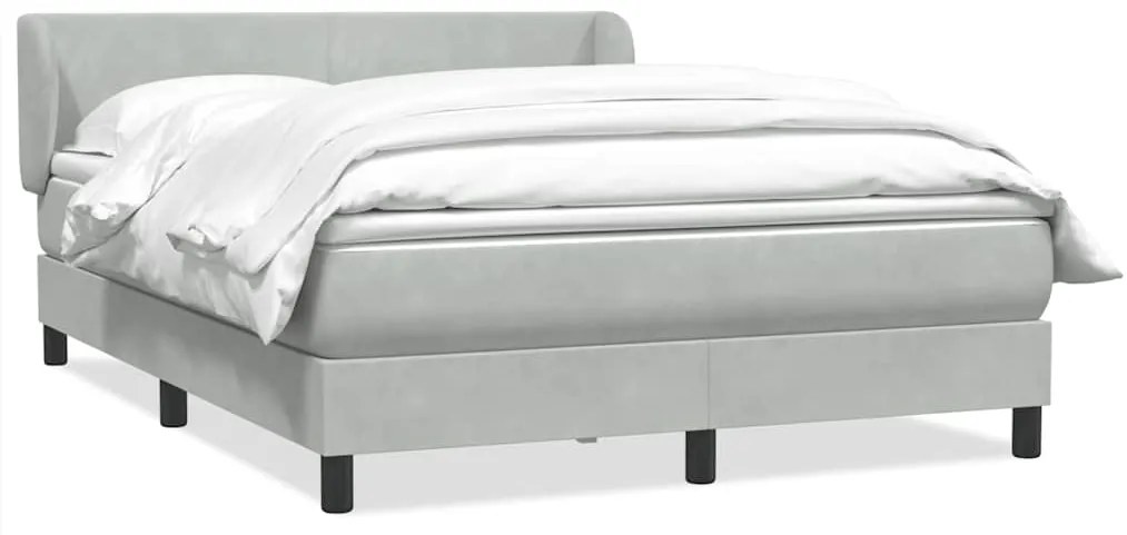 vidaXL Cama com molas/colchão 140x210 cm veludo cinzento-claro