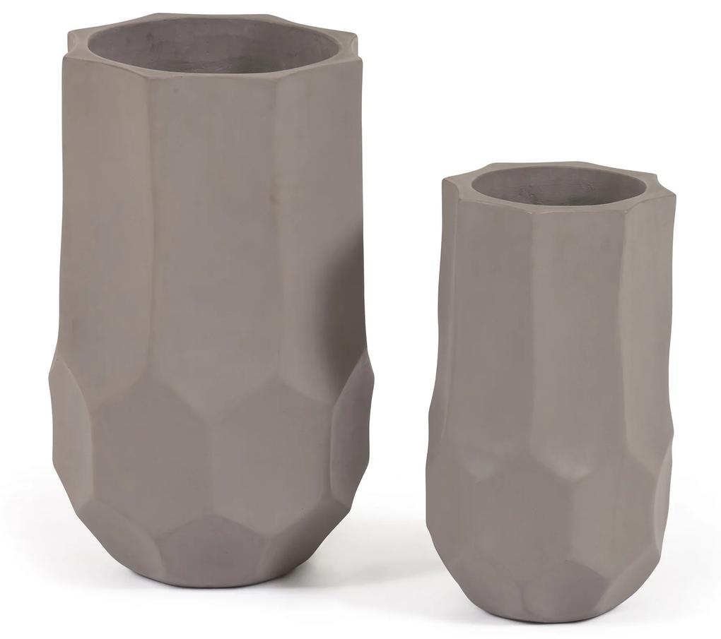 Kave Home - Set Veruska de 2 vasos de cimento Ø 23 cm / Ø 36 cm