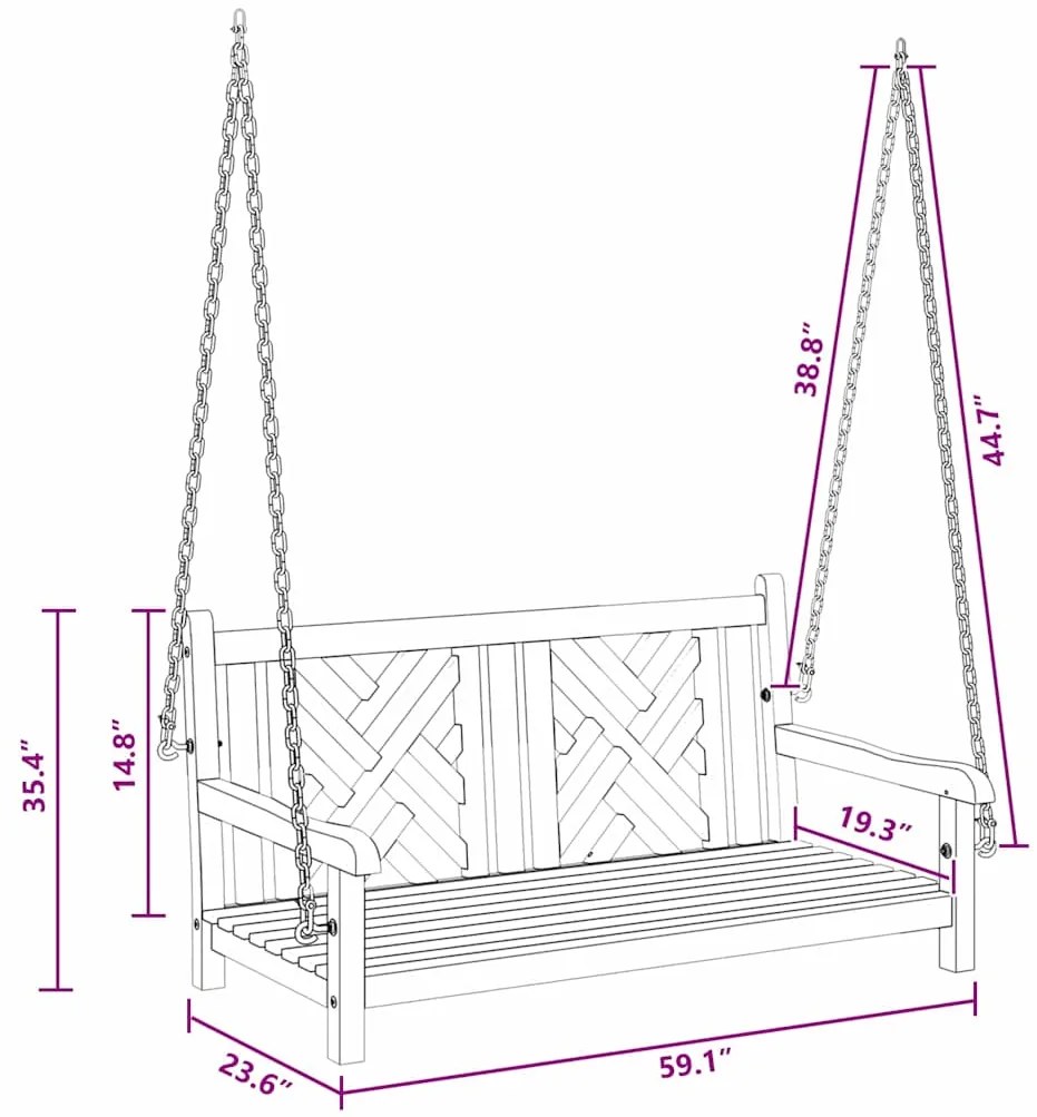 Banco de Balanço Outros Castanho 114 x 60 x 64 cm