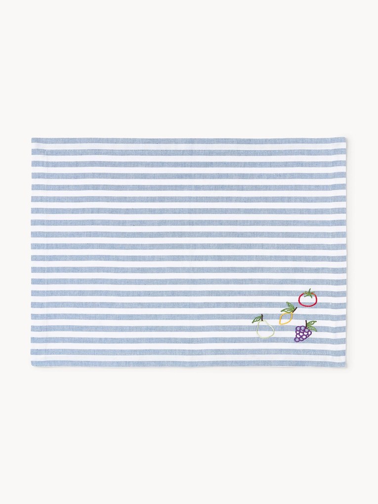 Individuais às riscas com motivos bordados Melony, conjunto de 2