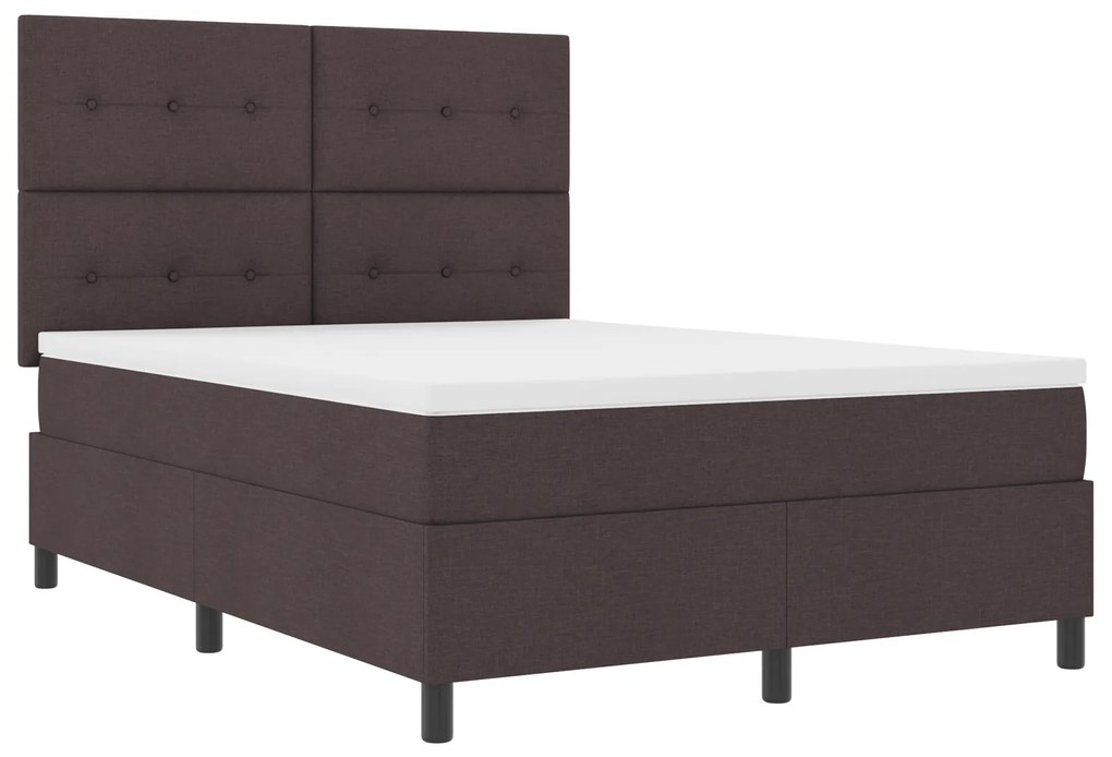 Cama Box com Colchão Castanho 140x200 cm Tecido