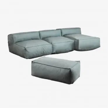 Sofá Modular Chaise Longue De 3 Peças E Puff Dojans Verde Éter - Sklum