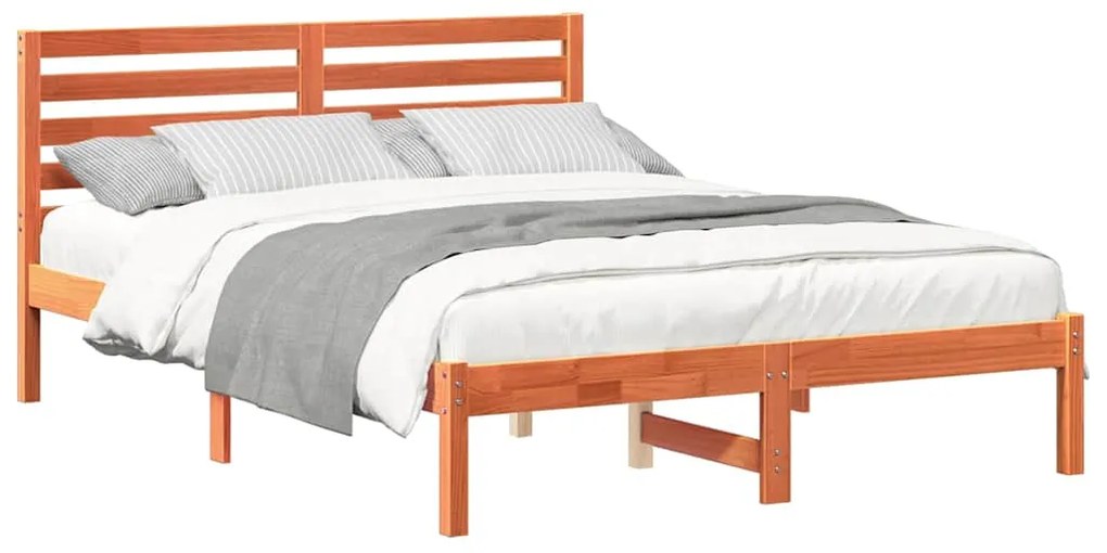 Estrutura da Cama com cabeceira Castanho-mel 140 x 190 cm