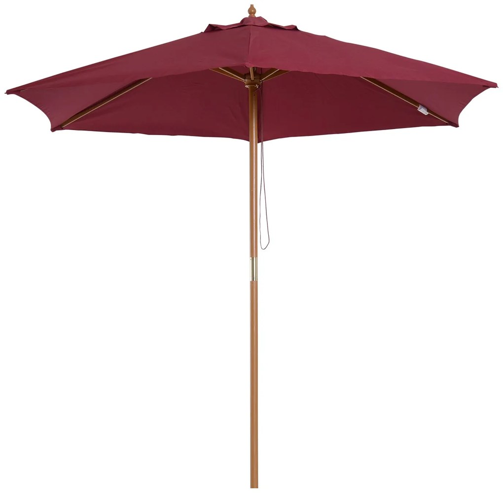 Chapéu de Sol Ø250x230cm Chapéu de Sol com Mastro de Madeira com 6 has