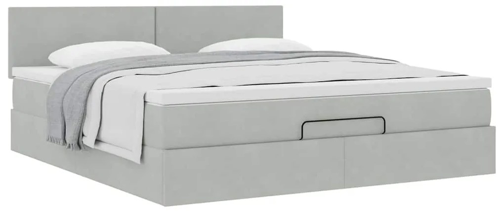 Estrutura de cama otomana com colchão 180x200 cm cinzento claro