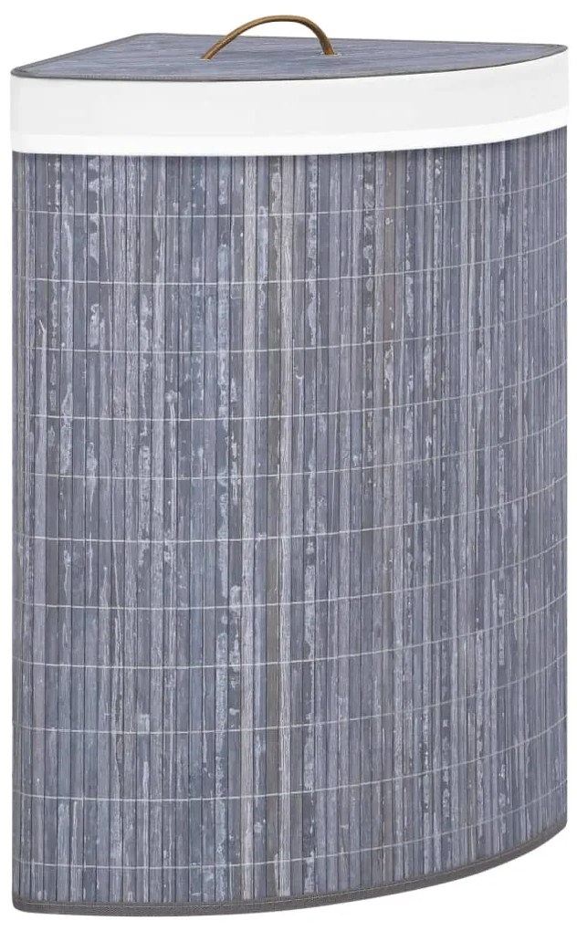 320761 vidaXL Cesto de canto para roupa suja 60 L bambu cinzento