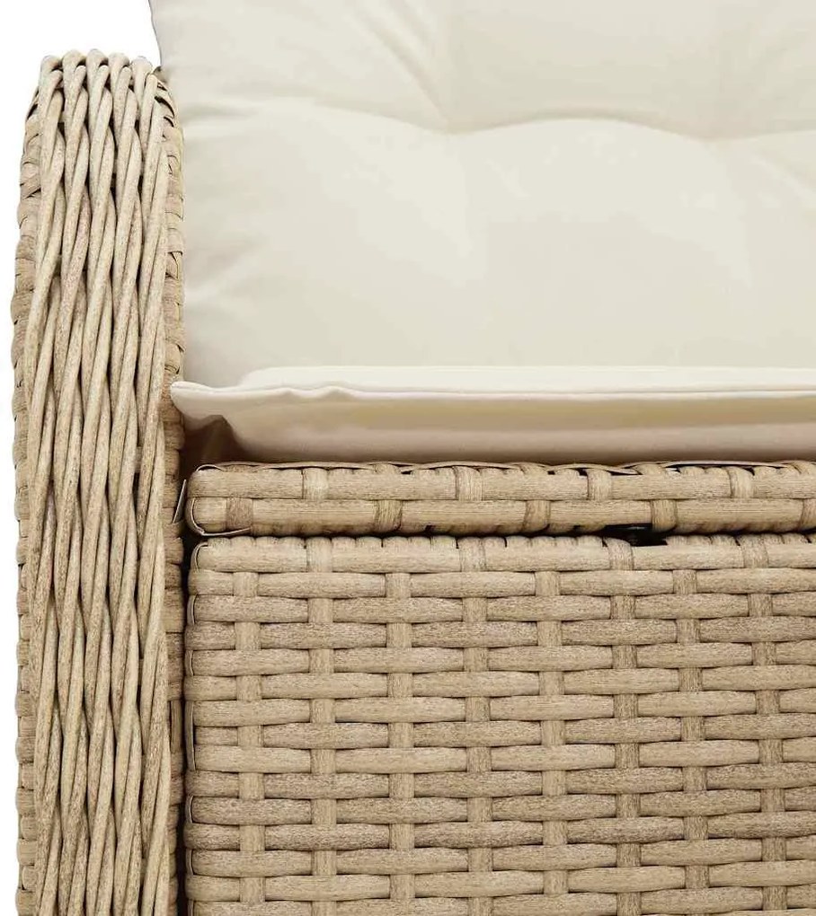 Sofá de Jardim 2 Lugares com Armazenamento e Almofadas Bege em Rattan