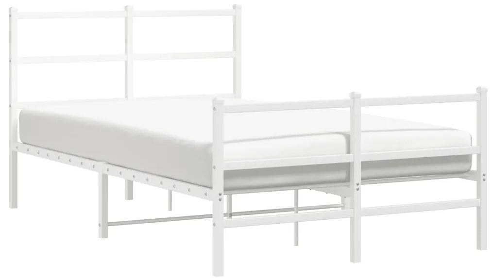 Estrutura de cama com cabeceira e pés 120x190 cm metal branco