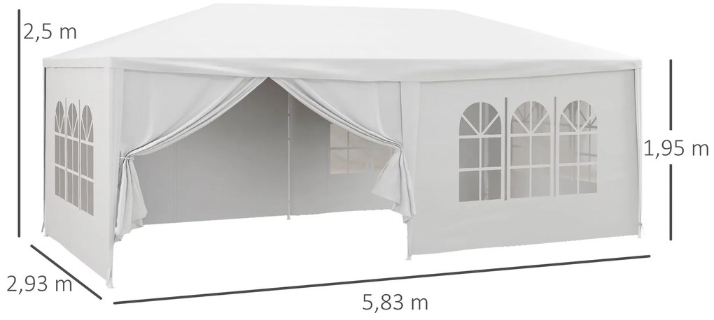 Tenda de Jardim 583x293 cm Tenda de Festas Desmontável com 4 Janelas 2