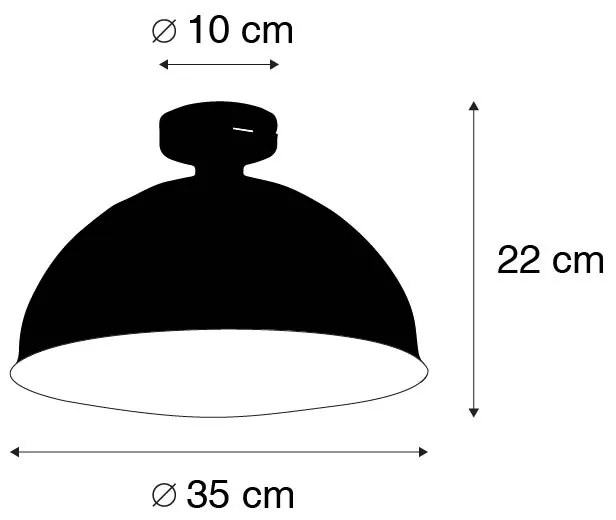 Luminária de teto industrial preta com dourado 35 cm - Magna Country / Rústico