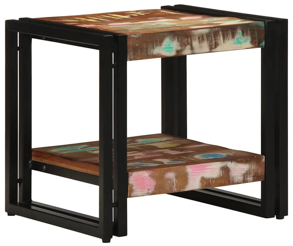 Mesa de Café Multicolorida 40x50x38 cm em Madeira Recuperada
