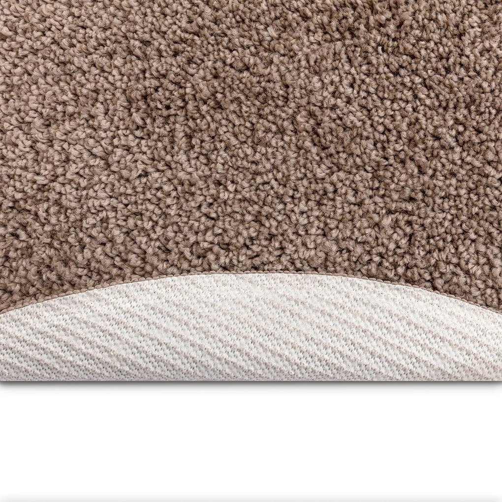 Tapete Peludo vidaXL com Fundo de Látex Marrom ø160 cm