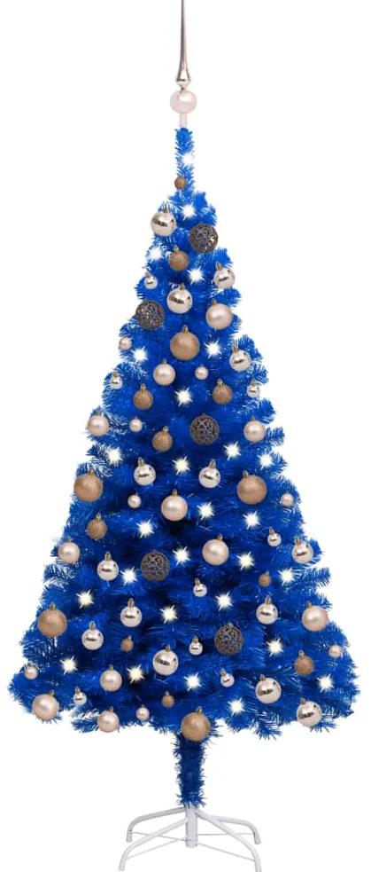 3077595 vidaXL Árvore Natal artificial pré-iluminada c/ bolas 180cm PVC azul