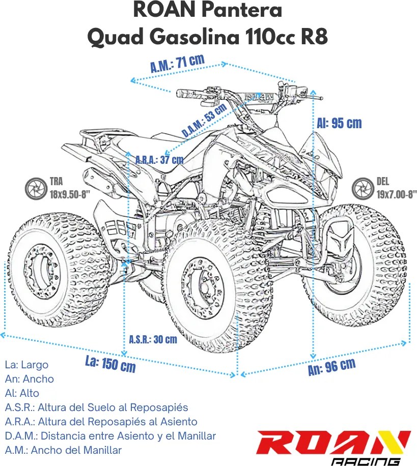 MINI MOTO 4 GASOLINA PARA CRIANÇAS 110cc PANTERA R8 automático com marcha atrás Verde