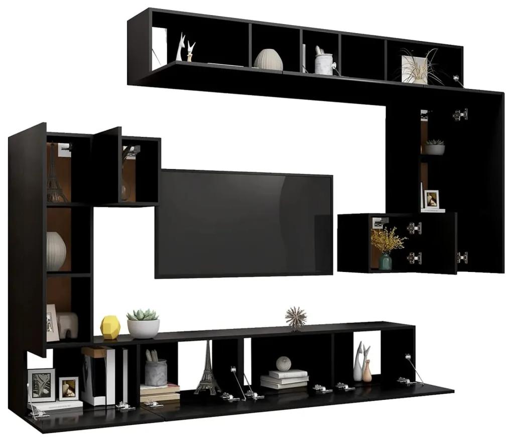 Conjunto móveis de TV 8 pcs madeira processada preto