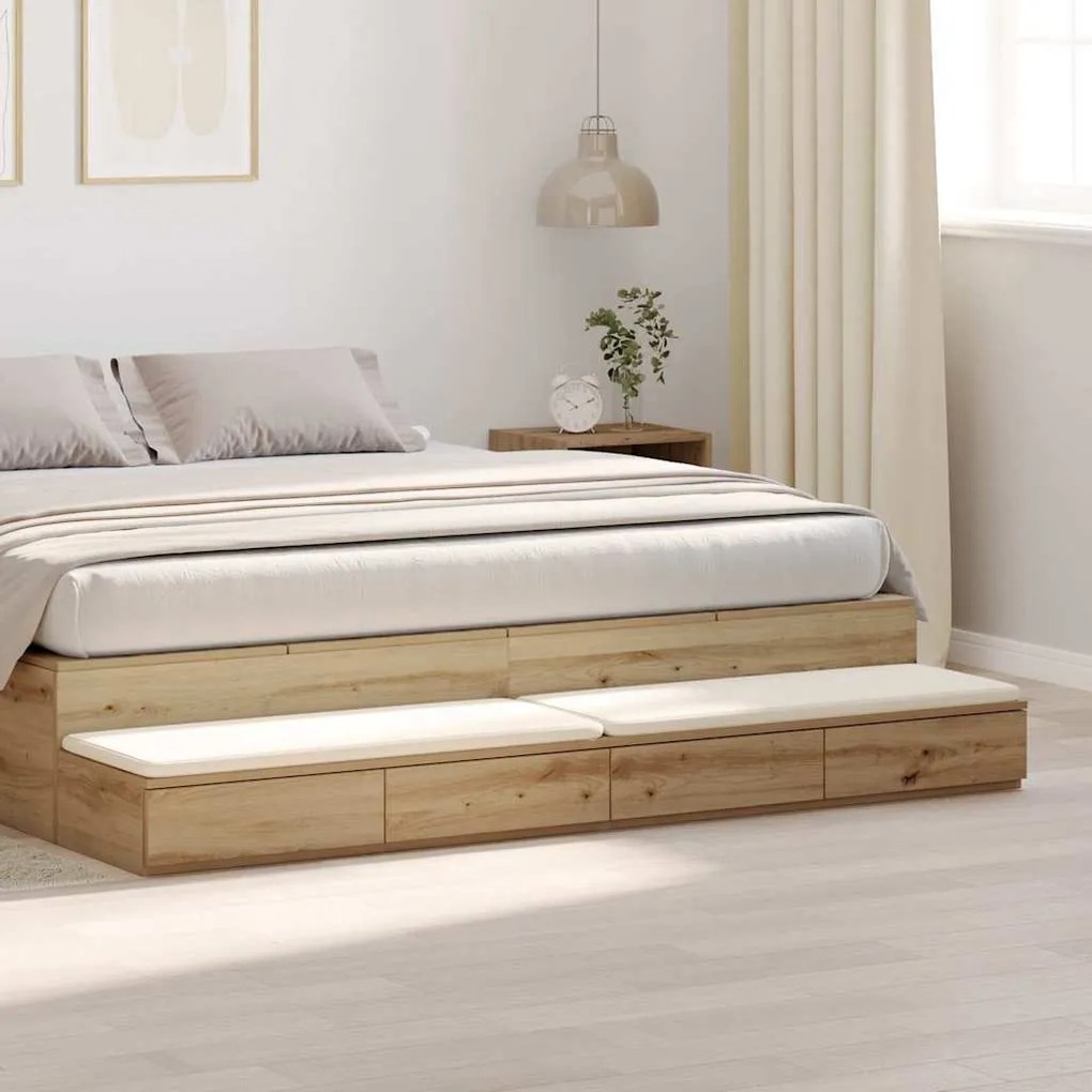vidaXL Gavetas de cama Carvalho Artesanal 180 x 36,5 x 16,5 cm