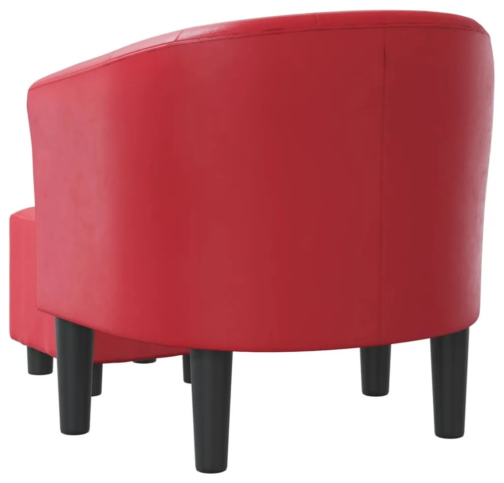 Poltrona com apoio de pés couro artificial vermelho