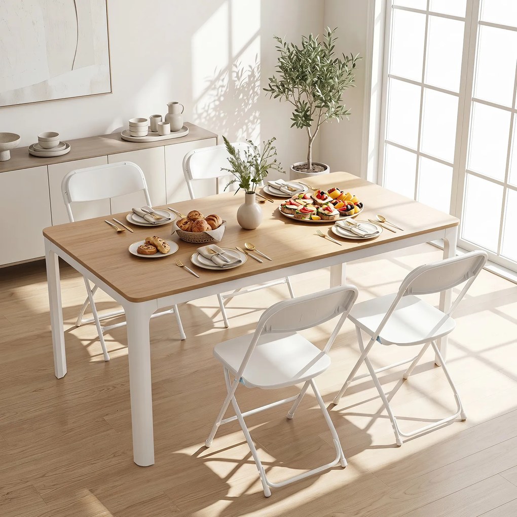Conjunto de 4 Cadeiras de Sala de Jantar Dobráveis (MESA NÃO INCLUIDA), 44 x 49 x 80 cm, Encosto Inclinado, Branco